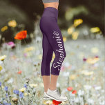 CHOOSE YOUR COLOR custom yoga capri leggings<br><div class="desc">CHOOSE YOUR COLOR custom yoga capri leggings! Printed edge to edge, with your name in large white script up one leg! Sample is deep aubergine purple, but you can easily customize to color of your choice. Also easy to change or delete example text. All Rights Reserved © 2020 Alan &...</div>