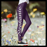 CHOOSE YOUR COLOR Custom Yoga Leggings with Name<br><div class="desc">CHOOSE YOUR COLOR custom yoga leggings! Printed edge to edge, with your name in large white script up one leg! Sample is deep purple, but you can easily customize to color of your choice. Also easy to change or delete example text. All Rights Reserved © 2016 Alan & Marcia Socolik....</div>