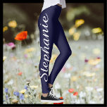 CHOOSE YOUR COLOR Custom Yoga Leggings with Name<br><div class="desc">CHOOSE YOUR COLOR custom yoga leggings! Printed edge to edge, with your name in large white script up one leg! Sample is midnight blue , but you can easily customize to color of your choice. Also easy to change or delete example text. All Rights Reserved © 2016 Alan & Marcia...</div>