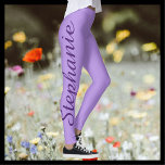 CHOOSE YOUR COLOR Custom Yoga Leggings with Name<br><div class="desc">CHOOSE YOUR COLOR custom yoga leggings! Printed edge to edge, with your name in large dark purple script up one leg! Sample is pale purple but you can easily customize to color of your choice. Also easy to change or delete example text. All Rights Reserved © 2016 Alan & Marcia...</div>