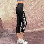 CHOOSE YOUR COLOR Custom Yoga Name Capri Leggings<br><div class="desc">CHOOSE YOUR COLOR custom yoga leggings! Printed edge to edge, with your name in large white script up one leg! Sample is black, but you can easily customize to color of your choice. Also easy to change or delete example text, "create your own". All Rights Reserved © 2016 Alan &...</div>