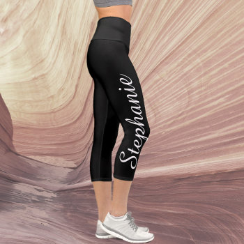 Choose Your Color Custom Yoga Name Capri Leggings by SocolikCardShop at Zazzle