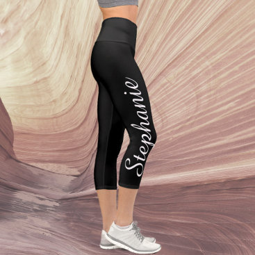 CHOOSE YOUR COLOR Custom Yoga Name Capri Leggings on customgiftsmaker