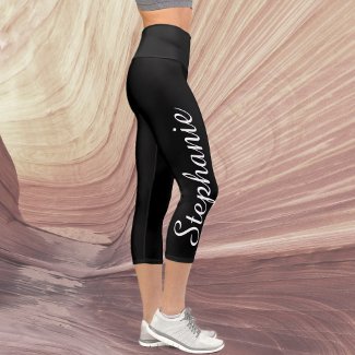 CHOOSE YOUR COLOR Custom Yoga Name Capri Leggings