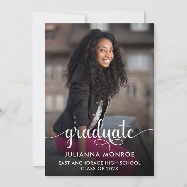 Choose Your Color Graduate Script Graduation Announcement (Front)