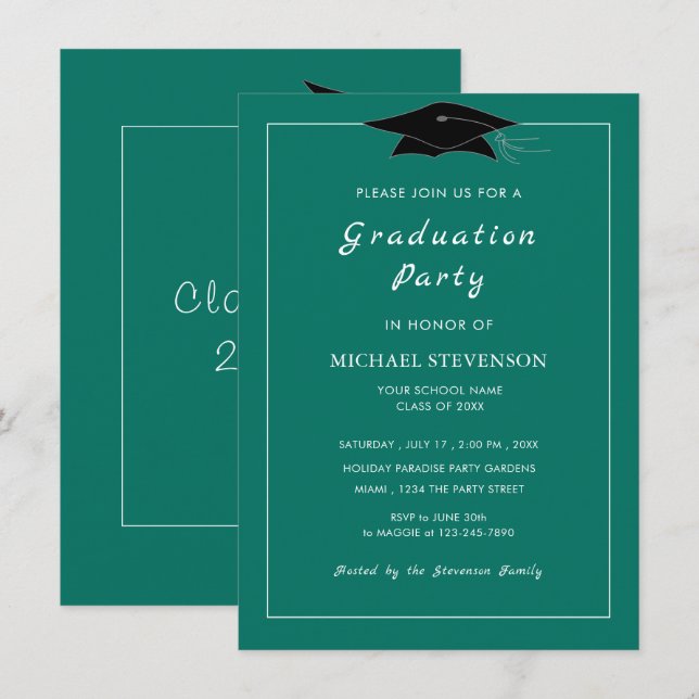 Choose Your Color Graduation Invitations Example (Front/Back)