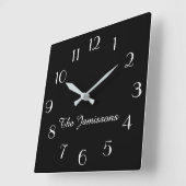 CHOOSE YOUR COLOR, Minimalist Personalized Square Wall Clock (Angle)