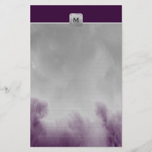 Choose Your Color Monogram Fine Lined Stationery (Front)