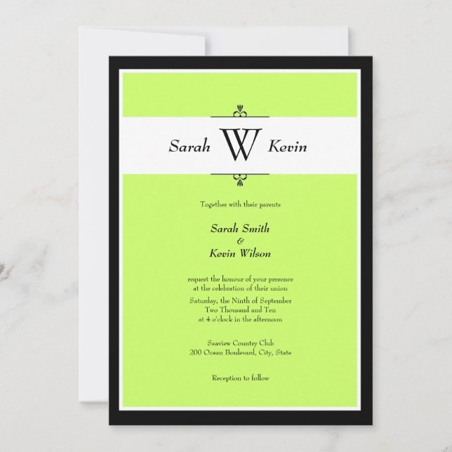 Choose Your Color Monogram Wedding Invitations (Front)