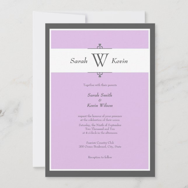 Choose Your Color Monogram Wedding Invitations (Front)