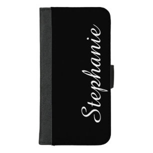 CHOOSE YOUR COLOR or Black with White Script Name iPhone 8/7 Plus Wallet Case
