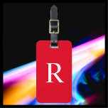 CHOOSE YOUR COLOR or Cherry Red Monogram Bag  Luggage Tag<br><div class="desc">CHOOSE YOUR COLOR Monogram Minimalist Luggage Bag Tag - You be the designer!!! This modern Luggage Tag in a classic font is your color with white monogram and white text. Default background is christmas cherry red. Simple, elegant, and chic! Easy to personalize, or delete example text. All Rights Reserved ©...</div>