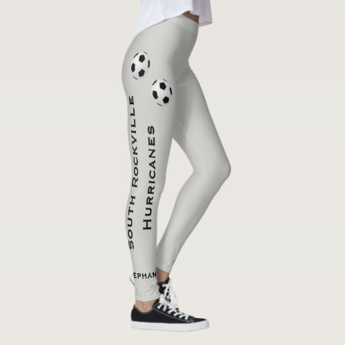 CHOOSE YOUR COLOR or Gray Soccer Team with Name Leggings