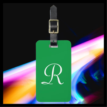 Choose Your Color  Or Green Monogram Bag Luggage Tag by SocolikCardShop at Zazzle