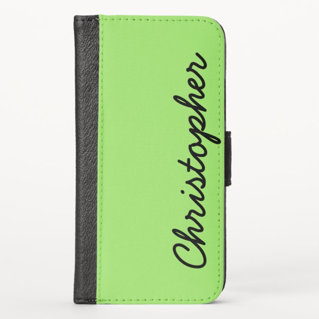 CHOOSE YOUR COLOR or Neon Lime Green Custom iPhone Wallet Case (Front)