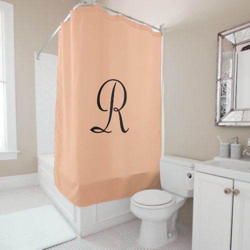 CHOOSE YOUR COLOR or Peach Fuzz Monogram Shower Curtain