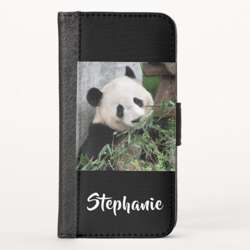 CHOOSE YOUR COLOR  Panda Bear Black Personalized iPhone XS Wallet Case