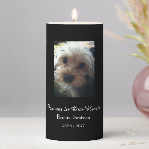 CHOOSE YOUR COLOR Photo Memorial Loss of Pet  Pillar Candle