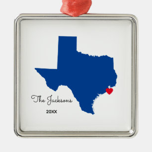 Choose Your Color Texas Map Shape Metal Ornament