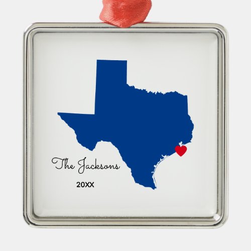 Choose Your Color Texas Map Shape Metal Ornament