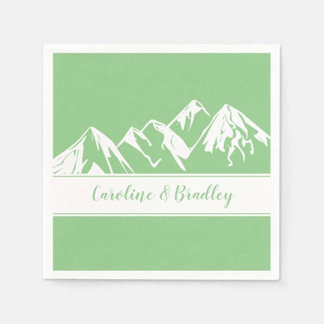 Choose Your Color White Mountain Range Wedding | Napkins (Front)