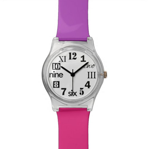 Choose Your Colors, Cute Number Face Women's Watch