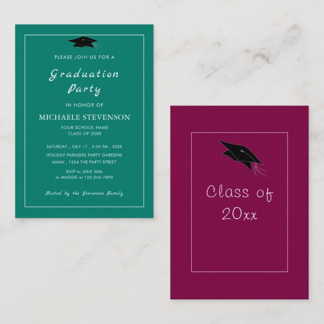 Choose Your Colors Graduation Invitations Example (Front/Back)