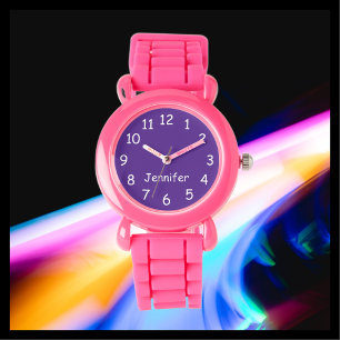 CHOOSE YOUR COLORS, Name, Kids Pink Purple Wrist Watch