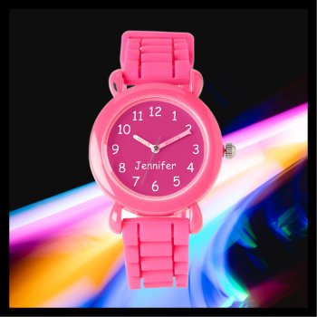 Choose Your Colors  Name  Kids Pink Wrist  Watch by SocolikCardShop at Zazzle