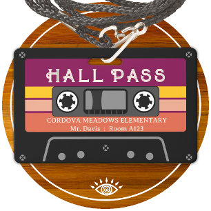 choose your colors retro cassette tape hall pass badge