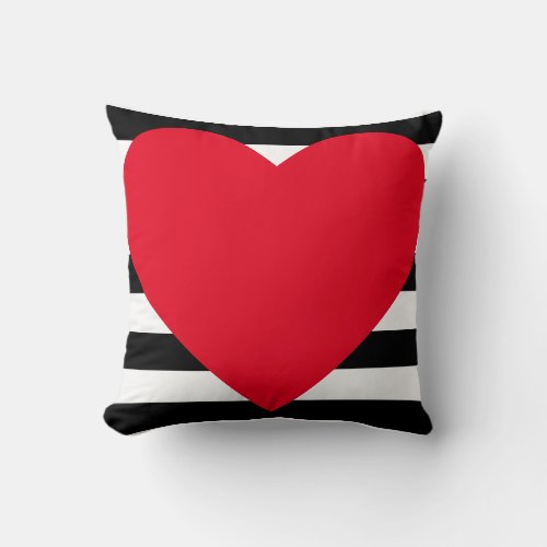 Choose Your Colors Stripes and Heart Throw Pillow