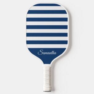 Choose Your Colors Stripes - Navy Blue & White Pickleball Paddle