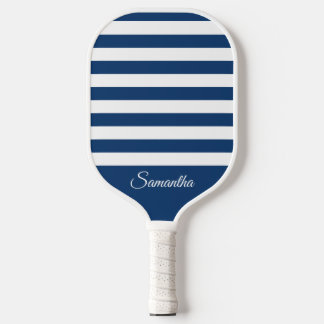 Choose Your Colors Stripes - Navy Blue & White Pickleball Paddle