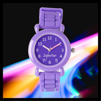 Choose Your Colors  Your Name  Kids Purple Wrist  Watch by SocolikCardShop at Zazzle