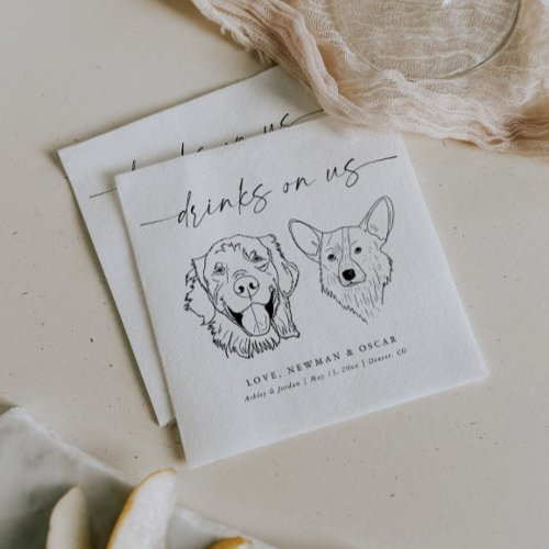 CHOOSE YOUR DOGS Wedding Dog Drinks On Us Napkins