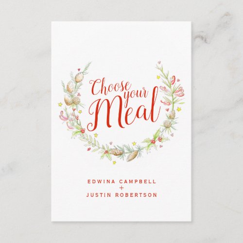 Choose your meal Christmas meal choice cards