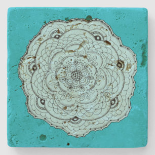 Choose Your Own Color Lace Doily Flower Stone Coaster