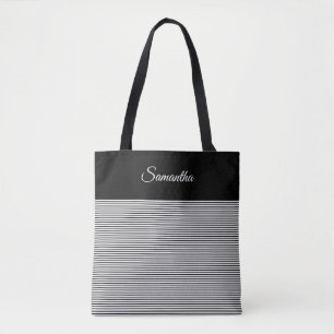 Choose Your Own Color Simply Stripes and Name Tote Bag