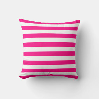 Choose Your Own Color Wide Stripes in Hot Pink Throw Pillow