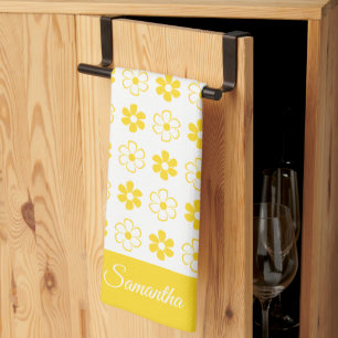 Choose Your Own Colors - Fun Retro Flowers Pattern Kitchen Towel