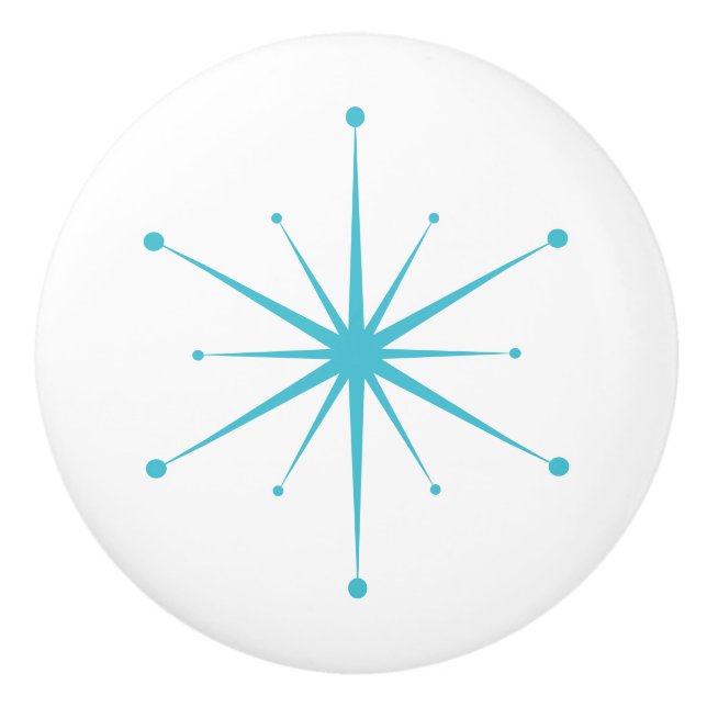 Choose Your Own Colors Retro Atomic Starburst Ceramic Knob (Front)