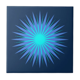 Choose Your Own Colors - Retro Starburst Flower Ceramic Tile