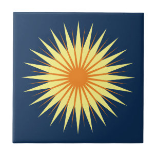 Choose Your Own Colors - Retro Starburst Flower Ceramic Tile