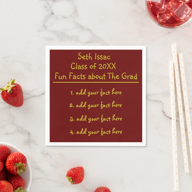 Choose your School Colors Graduation Fun Facts Napkins (Insitu)