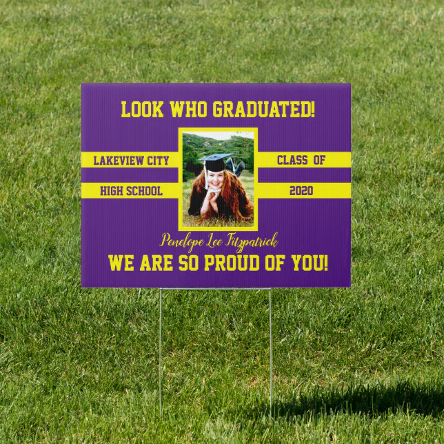 Choose Your School Colors Photo Congrats Grad Yard Sign | Zazzle