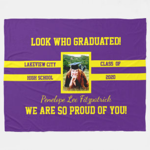 Choose Your School Colors Photo Congrats Graduate Fleece Blanket