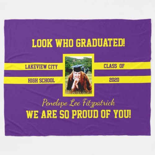 Choose Your School Colors Photo Congrats Graduate Fleece Blanket