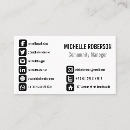 Choose your social icons business card