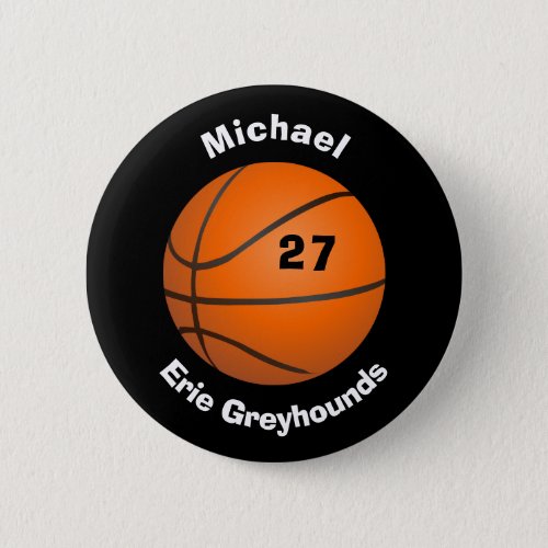 Choose your Team Color Personalized Basketball II Pinback Button