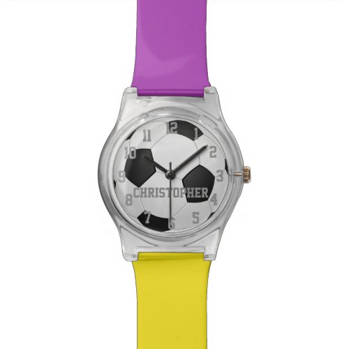 Choose Your Team Colors, Personalized Soccer Ball Wristwatches